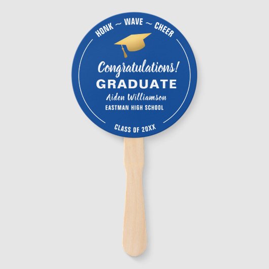 卒業式ホックウェーブ金ゴールドグラッドキャップカスタム写真 ハンドファン (正面)