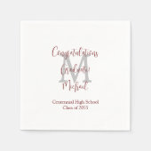 卒業式ホワイトグレーブルゴーニュ名モノグラム スタンダードカクテルナプキン (正面)