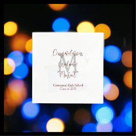 卒業式ホワイトグレーブルゴーニュ名モノグラム スタンダードカクテルナプキン