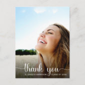 卒業式ホワイトスクリプトフォトオーバーレイ ポストカード (正面)