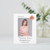 卒業式ホワイトローズモダン金ゴールド感謝してい写真あなた ポストカード (スタンド正面)