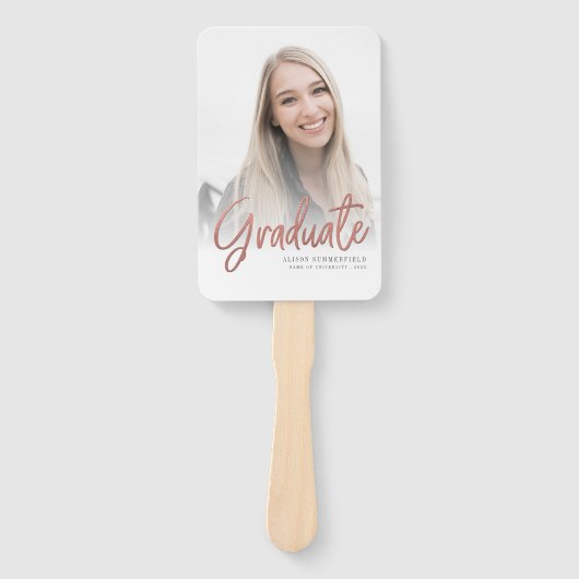 卒業式ホワイトローズ金ゴールドスクリプトグラード写真 ハンドファン (正面)