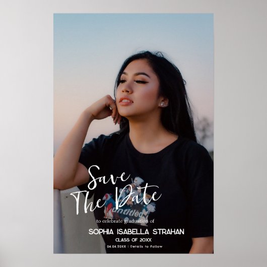 卒業式ポスター名前をカスタムする日日付の保存 ポスター (正面)