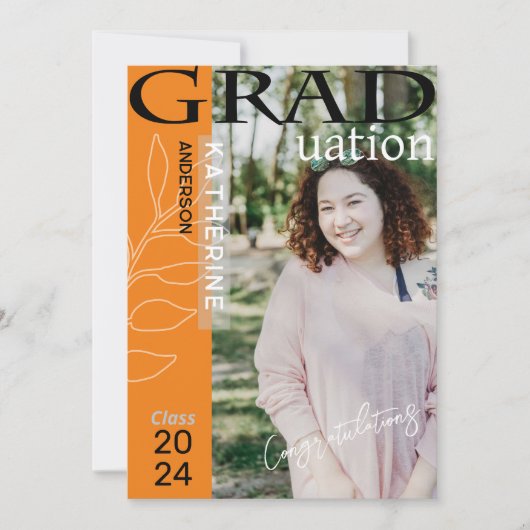 卒業式ポスター様式写真オレンジ シーズンカード (正面)