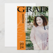 卒業式ポスター様式写真オレンジ シーズンカード (正面/裏面)