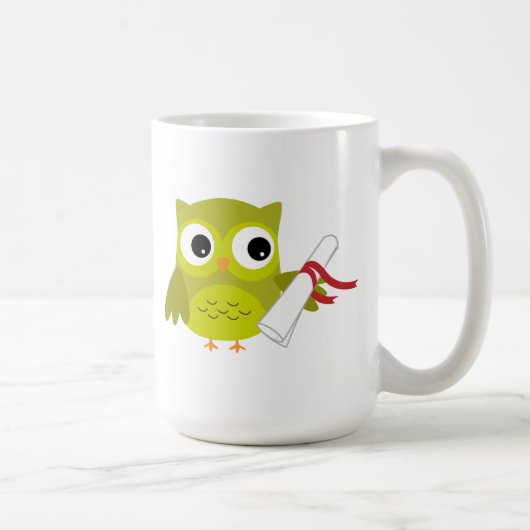 卒業式マグカップ付きグリーンフクロウ コーヒーマグカップ (右)