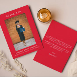 卒業式ミニマルシンプルリスト写真ありがとう ノートカード