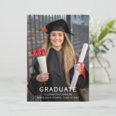 卒業式ミニマルパーティお祝いカスタム写真 招待状 (スタンド正面)