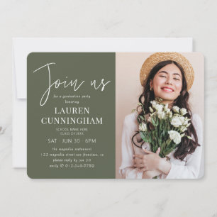 卒業式ミニマルモダンリストシンプルシックフォト 招待状