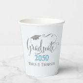 卒業式ミニマルモダンリストモーターボードライトブルー 紙コップ (裏面)