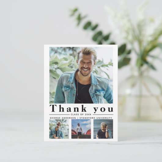 卒業式ミニマル数々のリスト写真ありがとう ポストカード (スタンド正面)