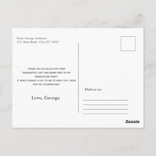 卒業式ミニマル数々のリスト写真ありがとう ポストカード (裏面)