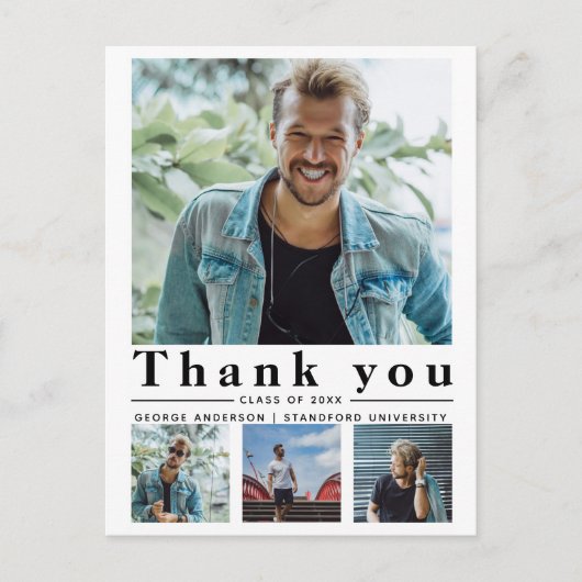 卒業式ミニマル数々のリスト写真ありがとう ポストカード (正面)