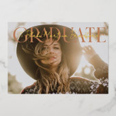 卒業式ミュートされたセリフの卒業写真 箔招待状 (正面)