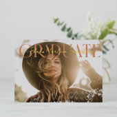 卒業式ミュートされたセリフの卒業写真 箔招待状 (立ち正面)