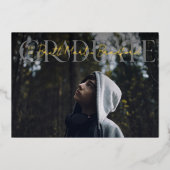 卒業式ミュートされたセリフの卒業写真 箔招待状 (正面)