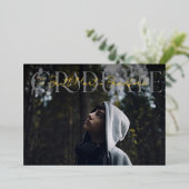 卒業式ミュートされたセリフの卒業写真 箔招待状 (立ち正面)