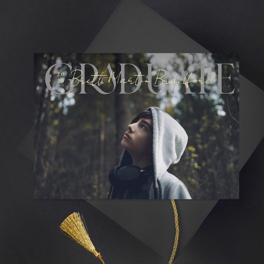 卒業式ミュートされたセリフの卒業写真 箔招待状