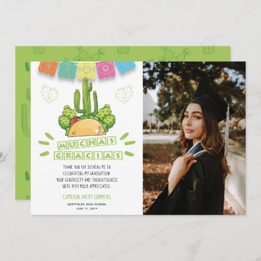 卒業式ムチャスグラシアスフィエスタ サンキューカード (正面/裏面)