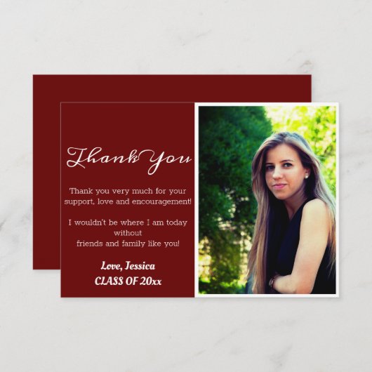卒業式モダンありがとうございました写真カード サンキューカード (正面/裏面)