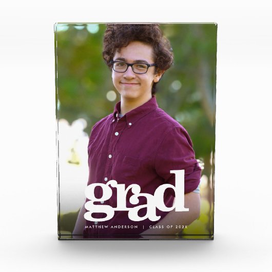 卒業式モダンはっきりしたタイポグラフィカスタム記念 フォトブロック (正面)