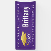 卒業式モダンはっきりした金ゴールドキャップ(紫) 横断幕 (縦)