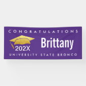 卒業式モダンはっきりした金ゴールドキャップ(紫) 横断幕 (横)