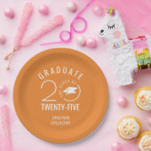 卒業式モダンオレンジスタイリスト学年 ペーパープレート (パーティー)