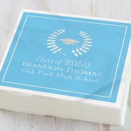 卒業式モダンカエレガントロライナ青カスタム スタンダードカクテルナプキン