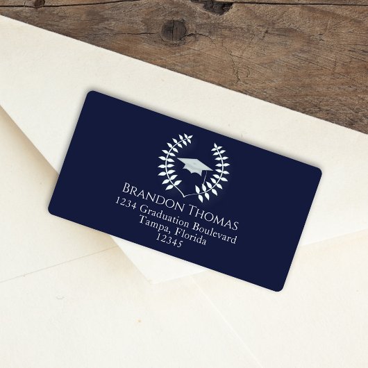 卒業式モダンクラシックモタルボードネイビーブルー ラベル