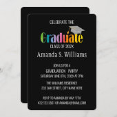 卒業式モダングラッドキャップパーティの招待状 案内状 (正面/裏面)