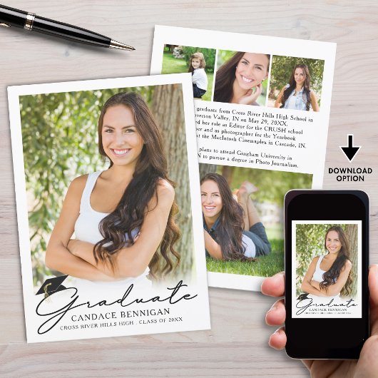 卒業式モダンシンプルスクリプト5写真 案内状