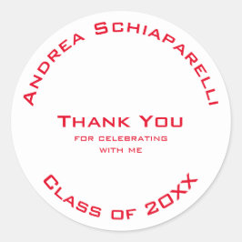 卒業式モダンシンプル赤カスタム ラウンドシール