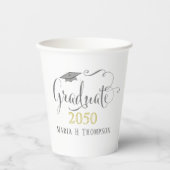 卒業式モダンスクリプエレガントトのMortarboard金ゴールド 紙コップ (正面)