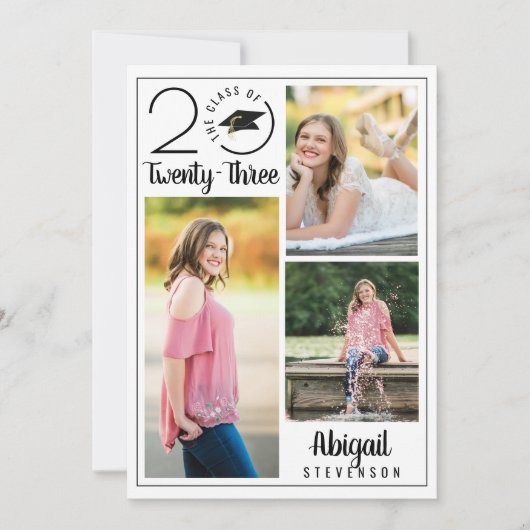 卒業式モダンタイポグラフィクラス4年写真 案内状 (正面)