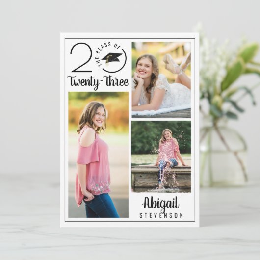 卒業式モダンタイポグラフィクラス4年写真 案内状 (スタンド正面)