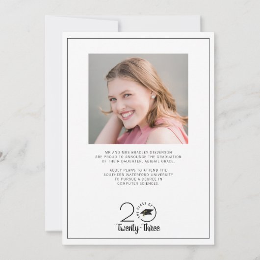 卒業式モダンタイポグラフィクラス4年写真 案内状 (裏面)