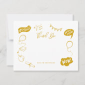 卒業式モダンドードルイエローサンキュー ノートカード (正面)