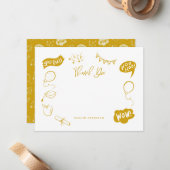 卒業式モダンドードルイエローサンキュー ノートカード (正面/裏面インサイチュ)