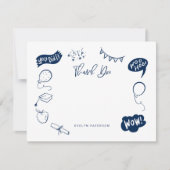 卒業式モダンドードルネイビーブルー ノートカード (正面)