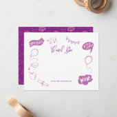 卒業式モダンドードルパープル ノートカード (正面/裏面インサイチュ)