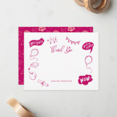 卒業式モダンドードルピンク ノートカード (正面/裏面インサイチュ)