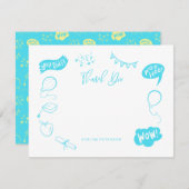 卒業式モダンドードルブルーライムありがとう ノートカード (正面/裏面)