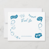 卒業式モダンドードルブルー ノートカード (正面)