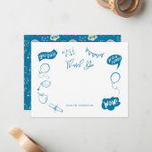 卒業式モダンドードルブルー ノートカード (正面/裏面インサイチュ)