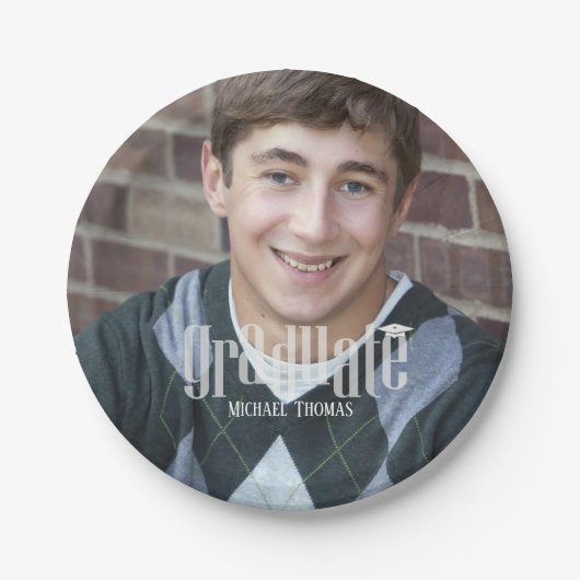 卒業式モダンパーティフォトカスタム ペーパープレート (正面)