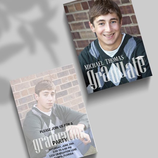 卒業式モダンパーティフォトシンプル 招待状