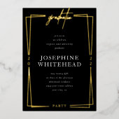 卒業式モダンパーティブラックフォイル招待状 箔招待状 (正面)