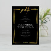 卒業式モダンパーティブラックフォイル招待状 箔招待状 (立ち正面)