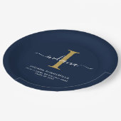 卒業式モダンパーティモノグラムミニマリスト ペーパープレート (アングル)